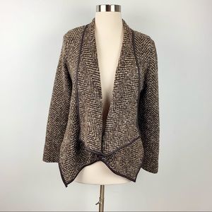 Ark & Co Wool Blend Brown Open Front Cardigan L
